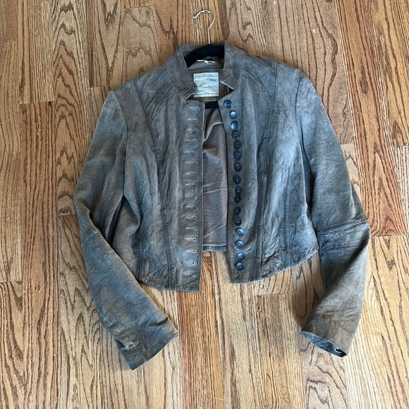 All Saints Jackets & Blazers - All Saints suede leather cropped jacket